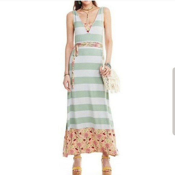 mixed print maxi dress